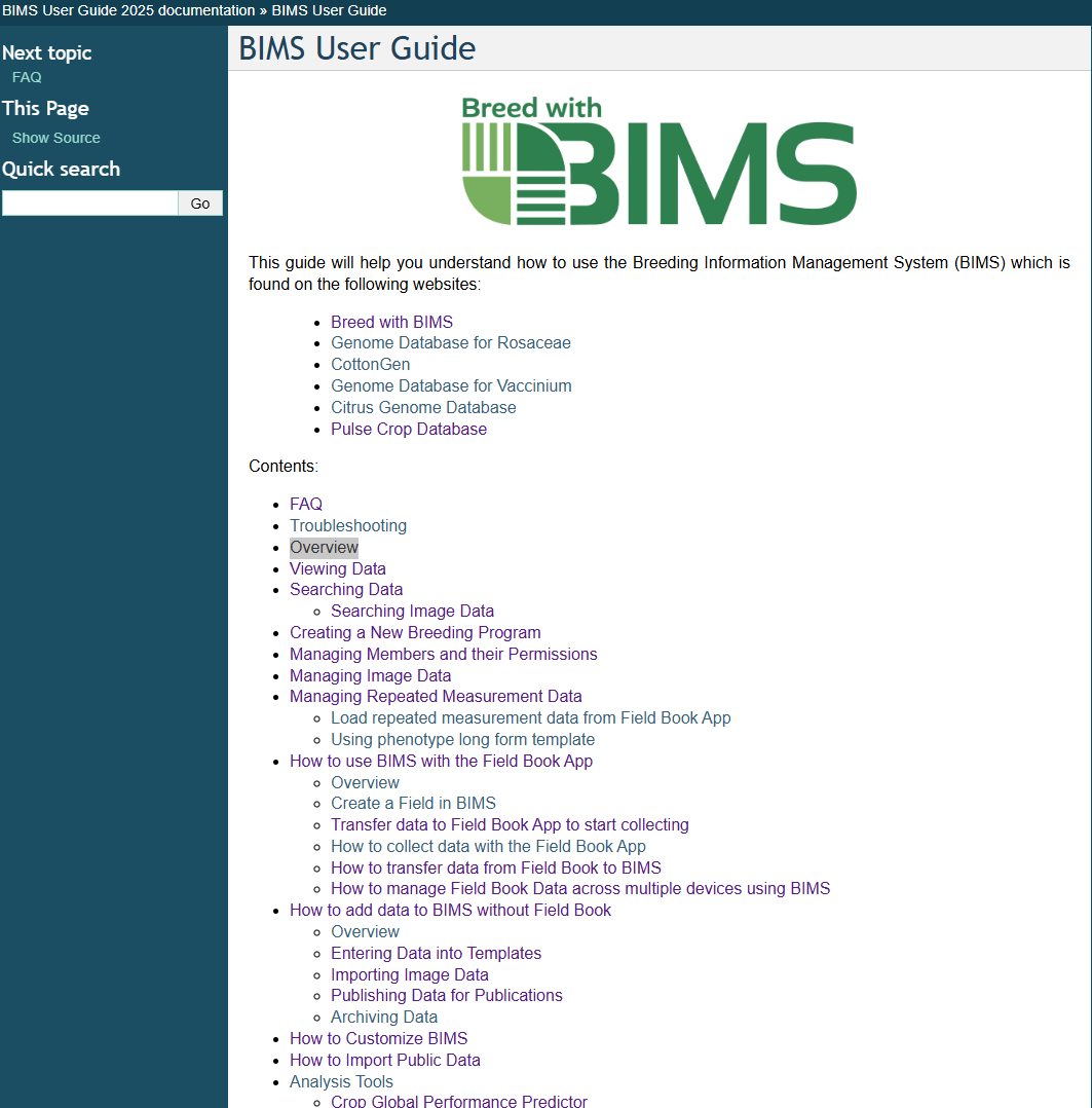 BIMS User Guide